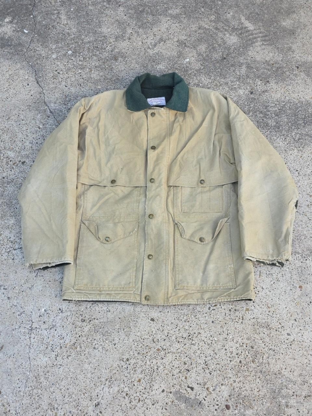 CC FILSON Double Tin Cloth Packer Jacket Cotton Hunting Fishing Made in USA Dist